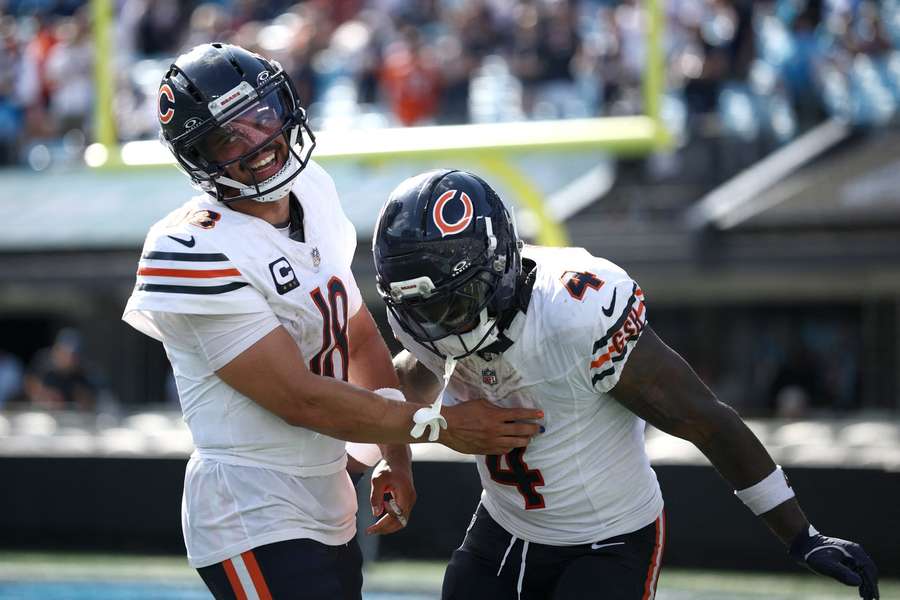 Bears QB Caleb Williams (left) and RB D'Andre Swift (right) celebrate a touchdown in Week 1 of 2026 NFL Season Bears QB Caleb Williams (left) and RB D'Andre Swift (right) celebrate a touchdown in Week 1 of 2026 NFL Season