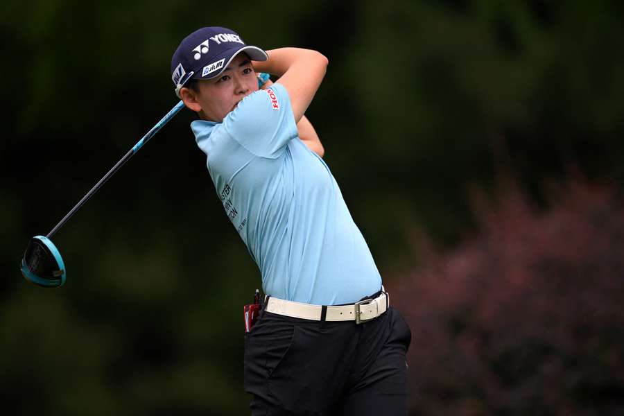 Akie Iwai tees off on the fourth hole during the LPGA Portland Classic (2025)