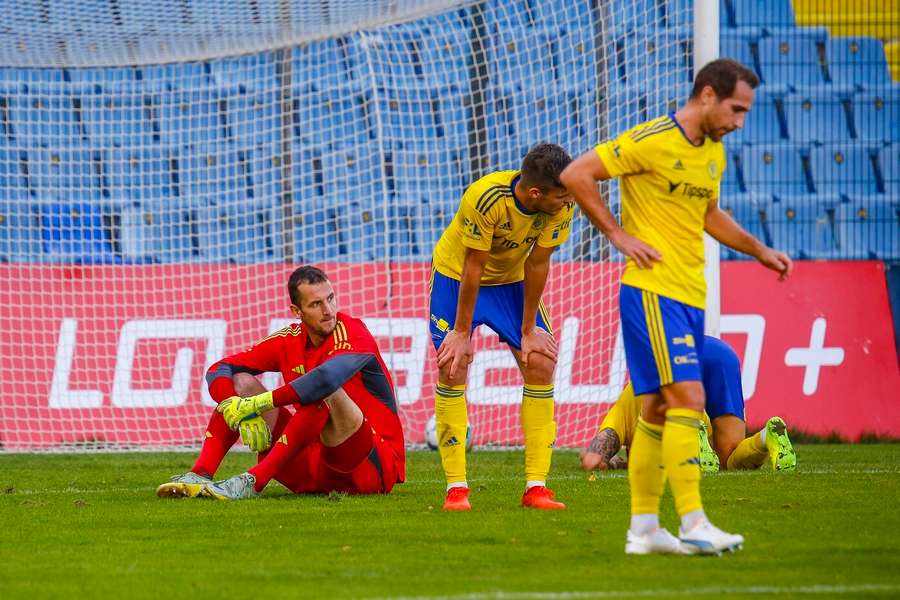 Zlín po přestřelce 5:9 s Mladou Boleslaví v říjnu 2023.