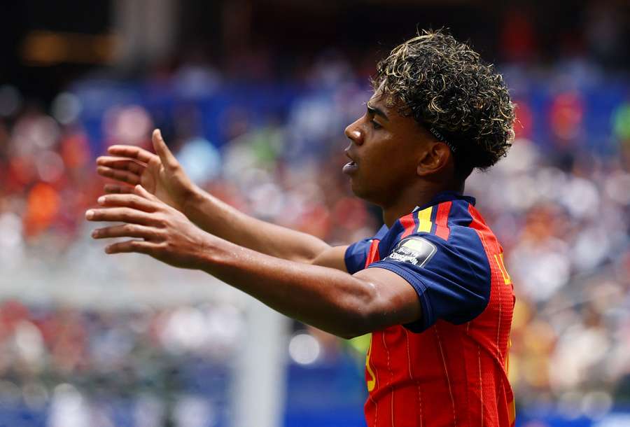 Spain's Lamine Yamal reacts Spain's Lamine Yamal reacts