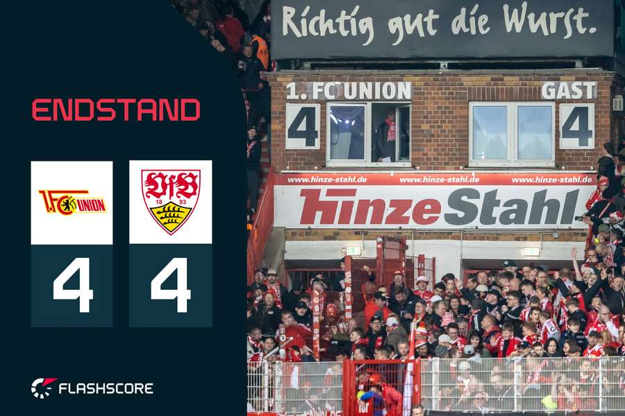 Bereits nach 45 Minuten zwischen Union Berlin und Stuttgart stand es 4:4.