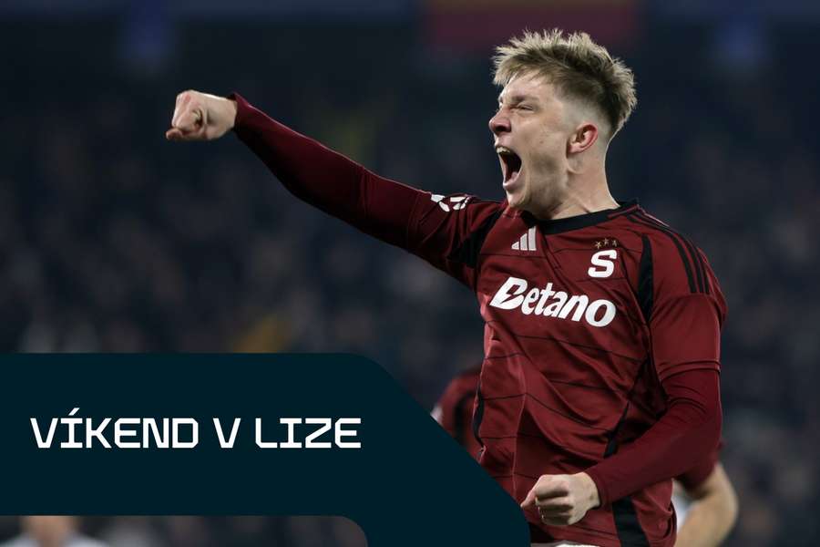 Sparťan Adam Ševínský se raduje ze své branky, která padla po standardní situaci.