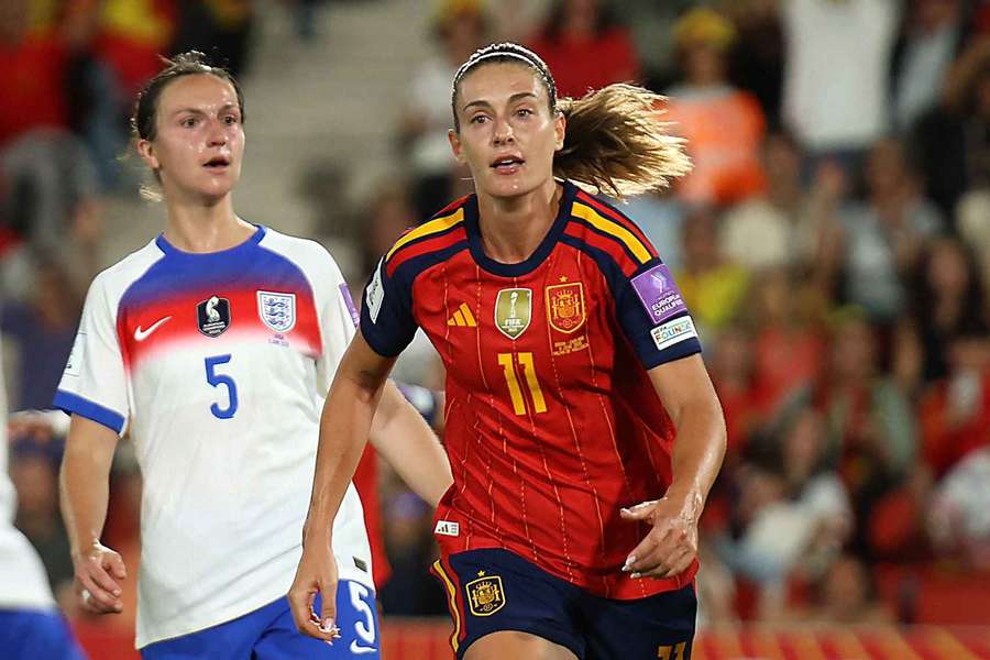 Spain's Alexia Putellas celebrates scoring their second goal