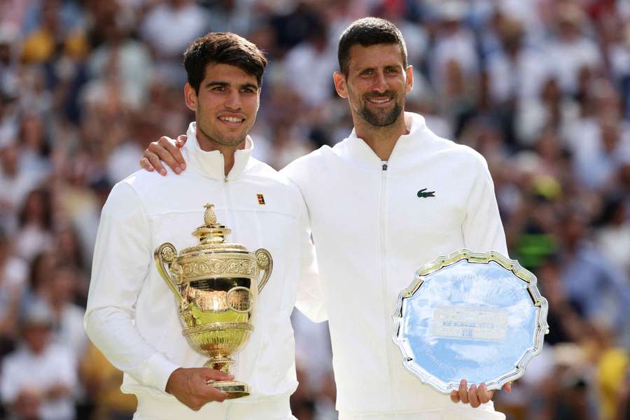 Alcaraz (left) has won back-to-back Wimbledon titles