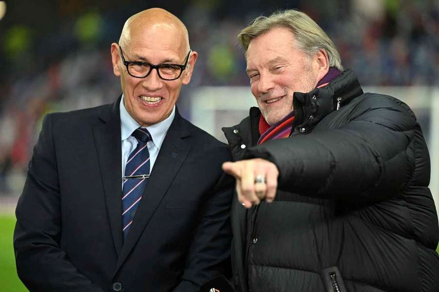 Mark Hateley stood with Glenn Hoddle