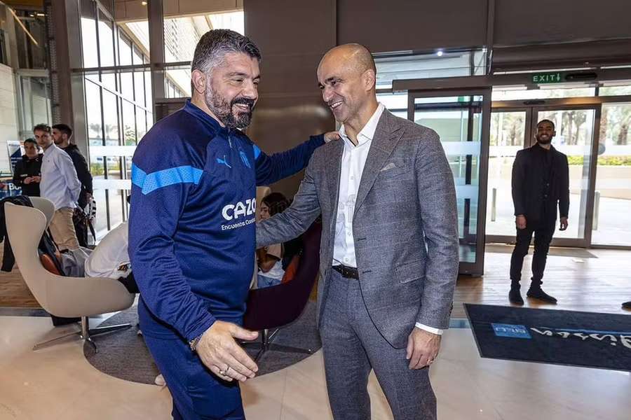 Roberto Martínez com Gattuso no hotel do Valência em Riade