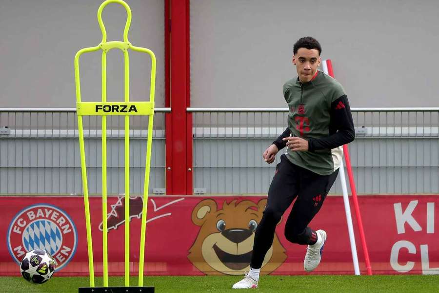 Jamal Musiala auf dem Trainingsplatz. Jamal Musiala auf dem Trainingsplatz.