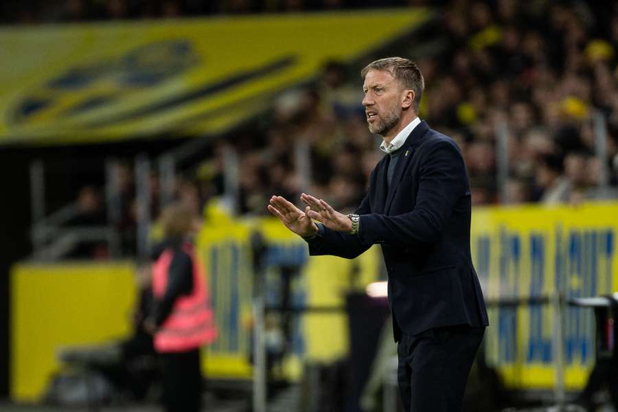 Graham Potter podczas meczu kw. do MŚ 2026 pomiędzy Szwecją a Słowenią na stadionie Strawberry Arena 18 listopada 2025 r. w Solnie w Szwecji. 