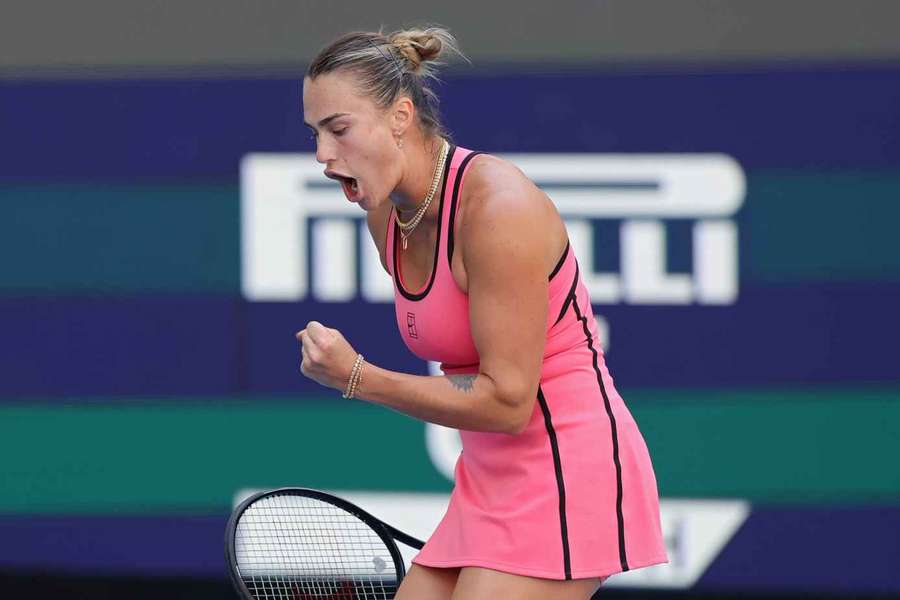 Aryna Sabalenka celebrates Aryna Sabalenka celebrates