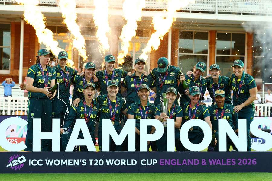Australia celebrate winning the T20 Women's World Cup at Lord's. Australia celebrate winning the T20 Women's World Cup at Lord's.
