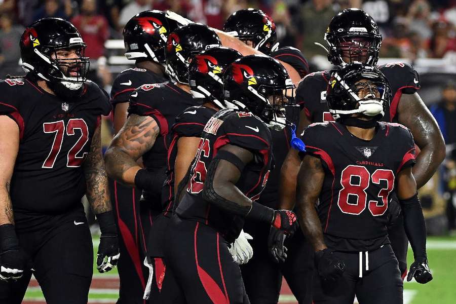 Greg Dortch (#83) celebra touchdown anotado para o Arizona Cardinals 