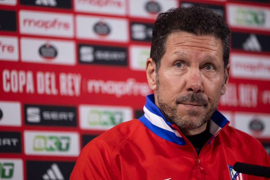 Diego Simeone speaks during a press conference