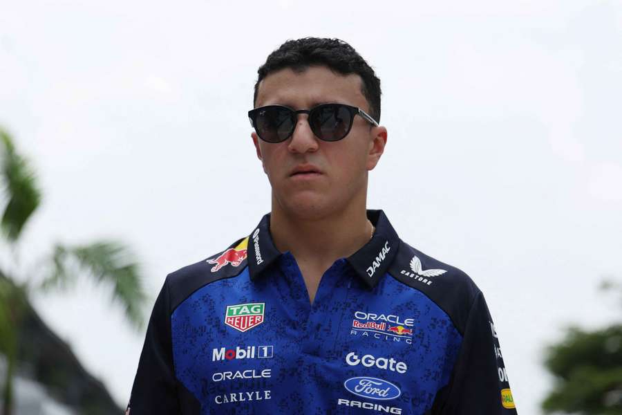Red Bull's Isack Hadjar arrives in the paddock