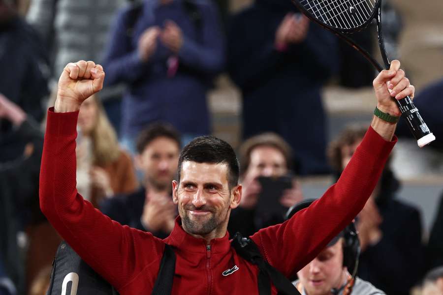 Djokovic celebrates a huge win