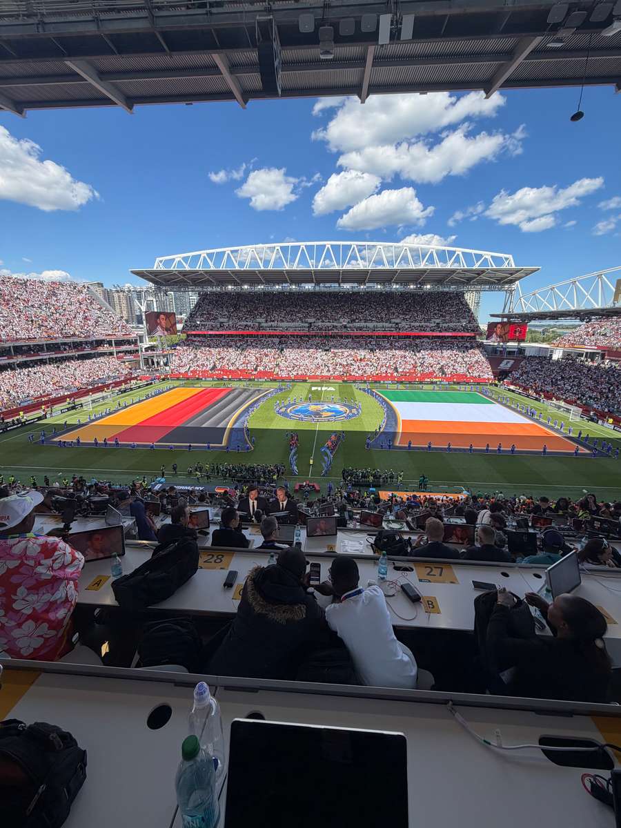 Tribuna de imprensa do BMO Field, em Toronto, no Canadá