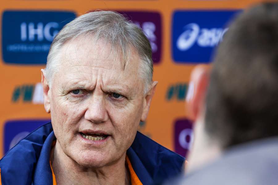 Wallabies head coach Joe Schmidt addresses a press conference.