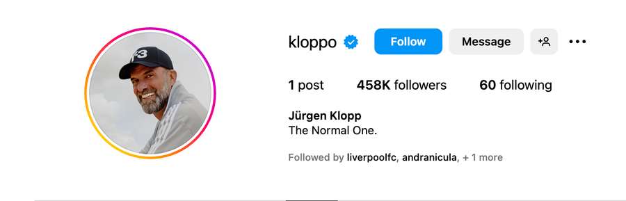 Pagina de Instagram a lui Jurgen Klopp