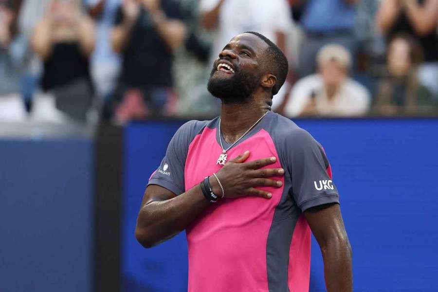 Frances Tiafoe reacts after beating Daniil Medvedev at US Open Frances Tiafoe reacts after beating Daniil Medvedev at US Open