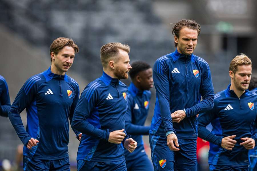 Djurgarden players training ahead of tomorrow's match with Chelsea