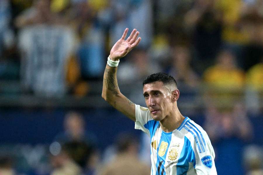 An emotional Angel Di Maria leaves the pitch in the Copa America final - his last appearance for Argentina