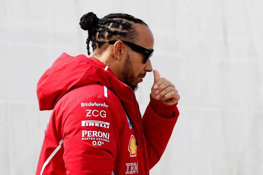 Hamilton in Ferrari colours