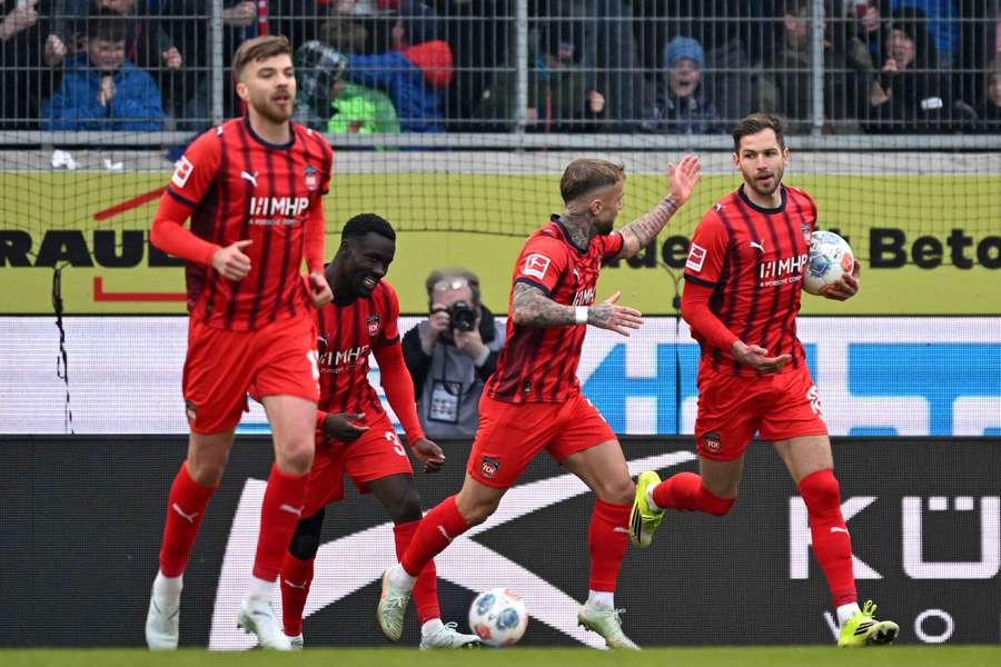 Marvin Pieringer netted twice for Heidenheim in the 3-3 draw Marvin Pieringer netted twice for Heidenheim in the 3-3 draw