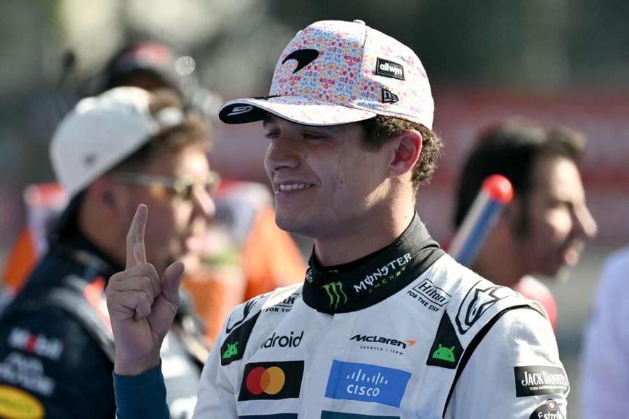 Lando Norris celebrates after winning the Mexico City F1 Grand Prix on Sunday Lando Norris celebrates after winning the Mexico City F1 Grand Prix on Sunday