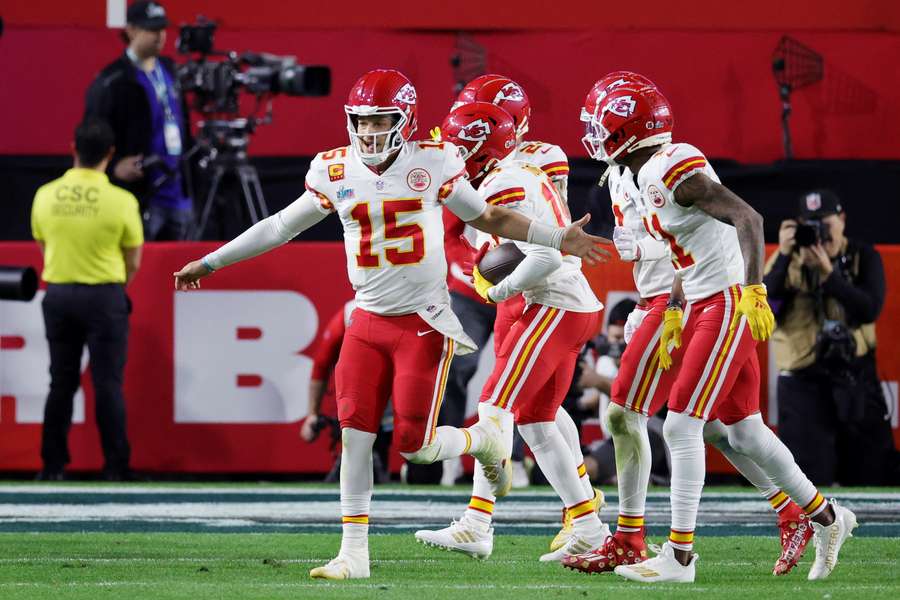 Patrick Mahomes of the Kansas City Chiefs celebrates