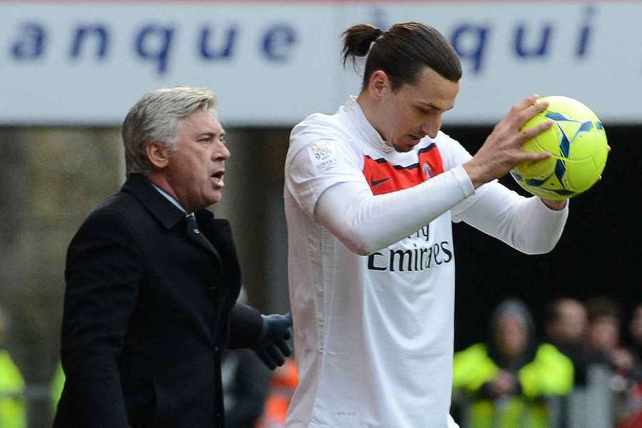 Zlatan Ibrahimovic în 2013, pe vremea când era antrenat de Carlo Ancelotti la PSG 