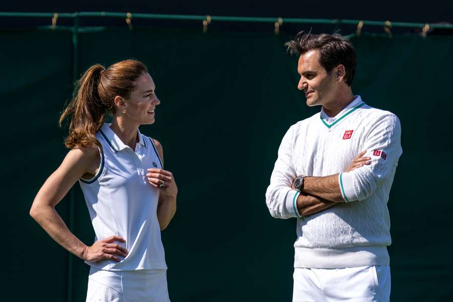Federer (R) alongside Catherine, Princess of Wales