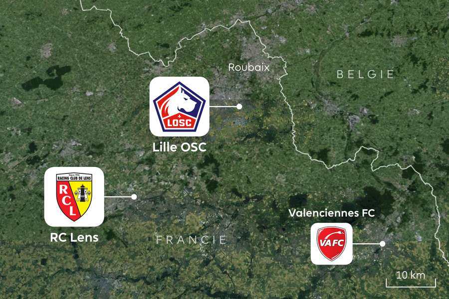Both Lille and Lens have a (smaller) rival in Valenciennes, currently in Ligue 2.