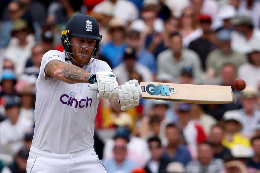 England's captain Ben Stokes plays a shot on day five of the second Ashes cricket Test match