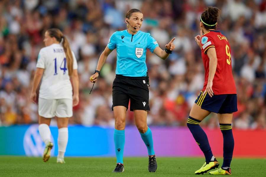 Referee Stephanie Frappart took charge of England v Spain at Euro 2022.