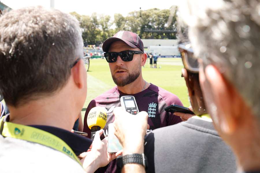 Brendon McCullum speaks to reporters at the conclusion of the third Test on Sunday.