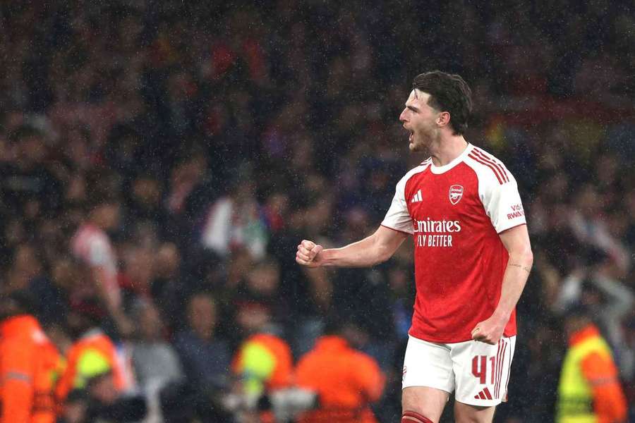 Rice celebrates Arsenal's win