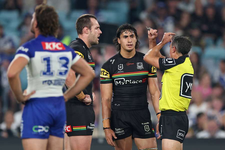 Penrith Panthers' Casey McLean is sin binned for the tackle that will see him miss Round 7. Penrith Panthers' Casey McLean is sin binned for the tackle that will see him miss Round 7.
