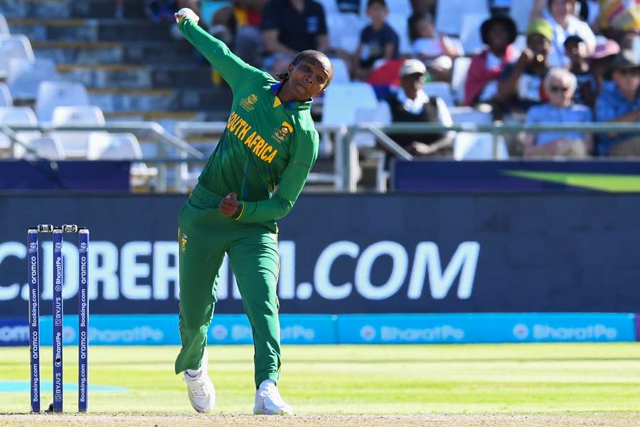 South Africa's Ayabonga Khaka delivers a ball