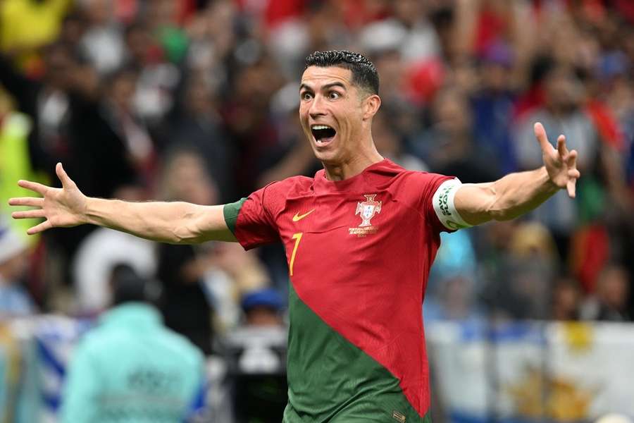 Cristiano Ronaldo na de openingstreffer tegen Uruguay