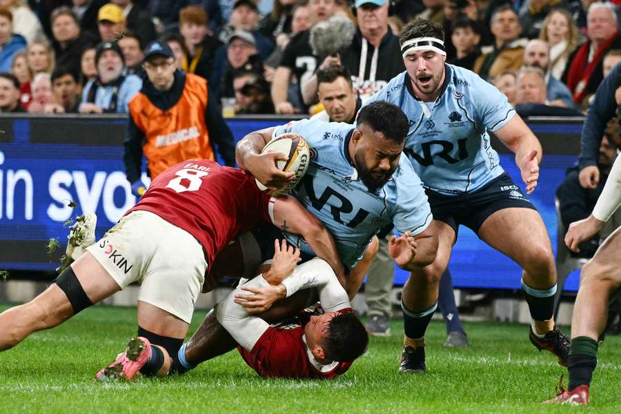 Taniela Tupou in action for the NSW Waratahs against the British & Irish Lions last weekend.