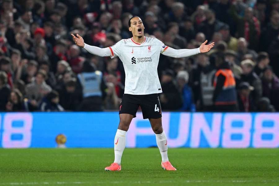 Liverpool's Virgil van Dijk against Nottingham Forest
