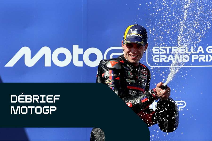 Marco Bezzecchi célébrant sa 2e victoire cette saison.