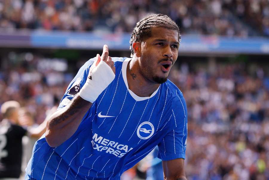Georginio Rutter celebrates after Maxim De Cuyper scores Brighton's second goal against Aston Villa Georginio Rutter celebrates after Maxim De Cuyper scores Brighton's second goal against Aston Villa
