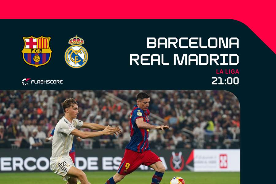 Robert Lewandowski, del Barcelona, y Dean Huijsen, del Real Madrid, en acción