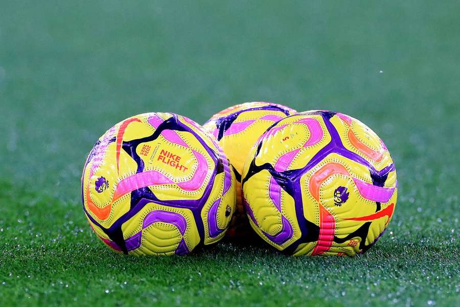 A detailed view of the Premier League's Nike Flight match ball