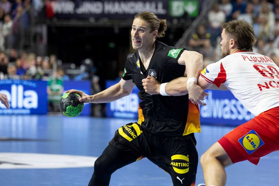Juri Knorr in action against Denmark Juri Knorr in action against Denmark