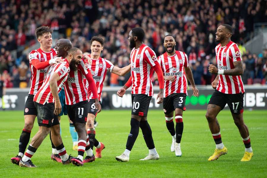 Brentford's players celebrate