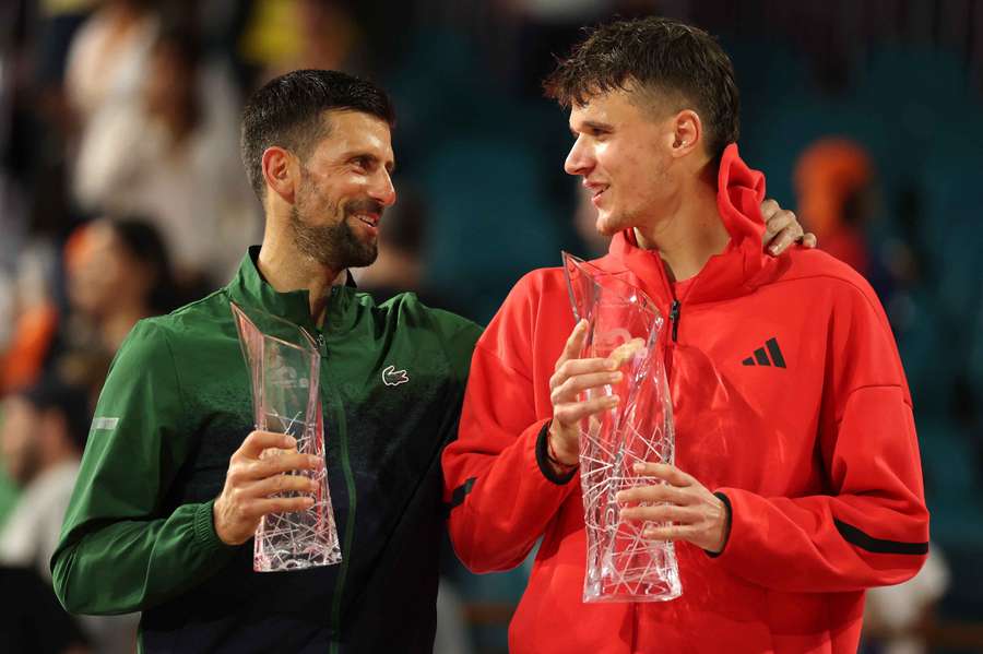 Mensik (right) claimed his first career title in Miami Mensik (right) claimed his first career title in Miami