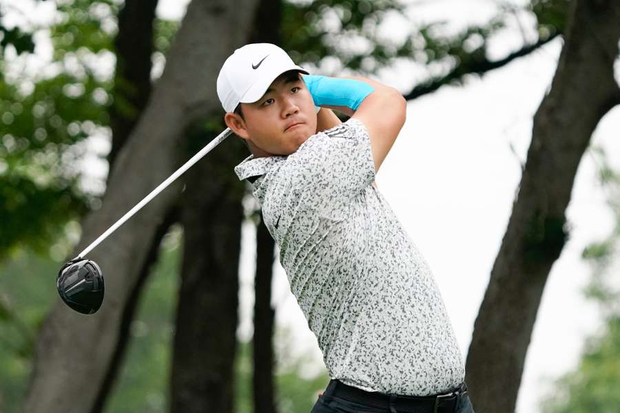 Tom Kim on a cleaner day at Byron Nelson last week