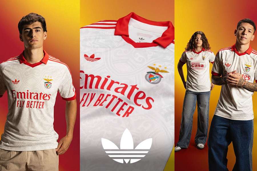 António Silva e Prestianni com a nova camisola alternativa do Benfica