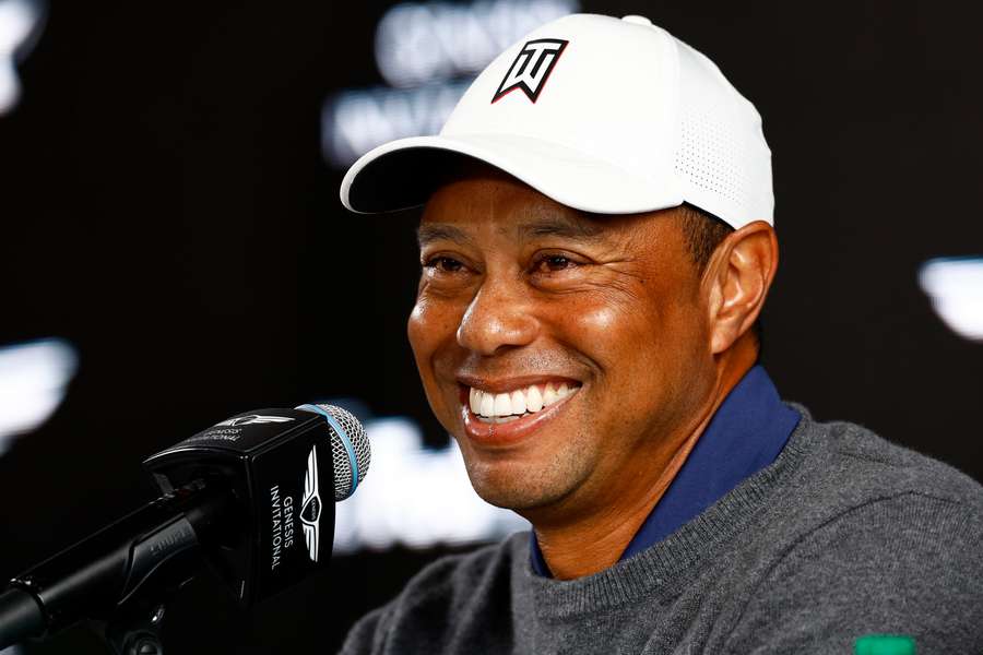 Tiger Woods speaks at a press conference ahead of the Genesis Invitational